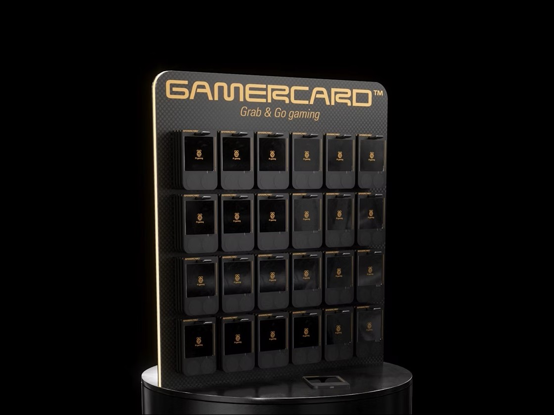 GamerCard grab and go retro handheld on shopping pegs