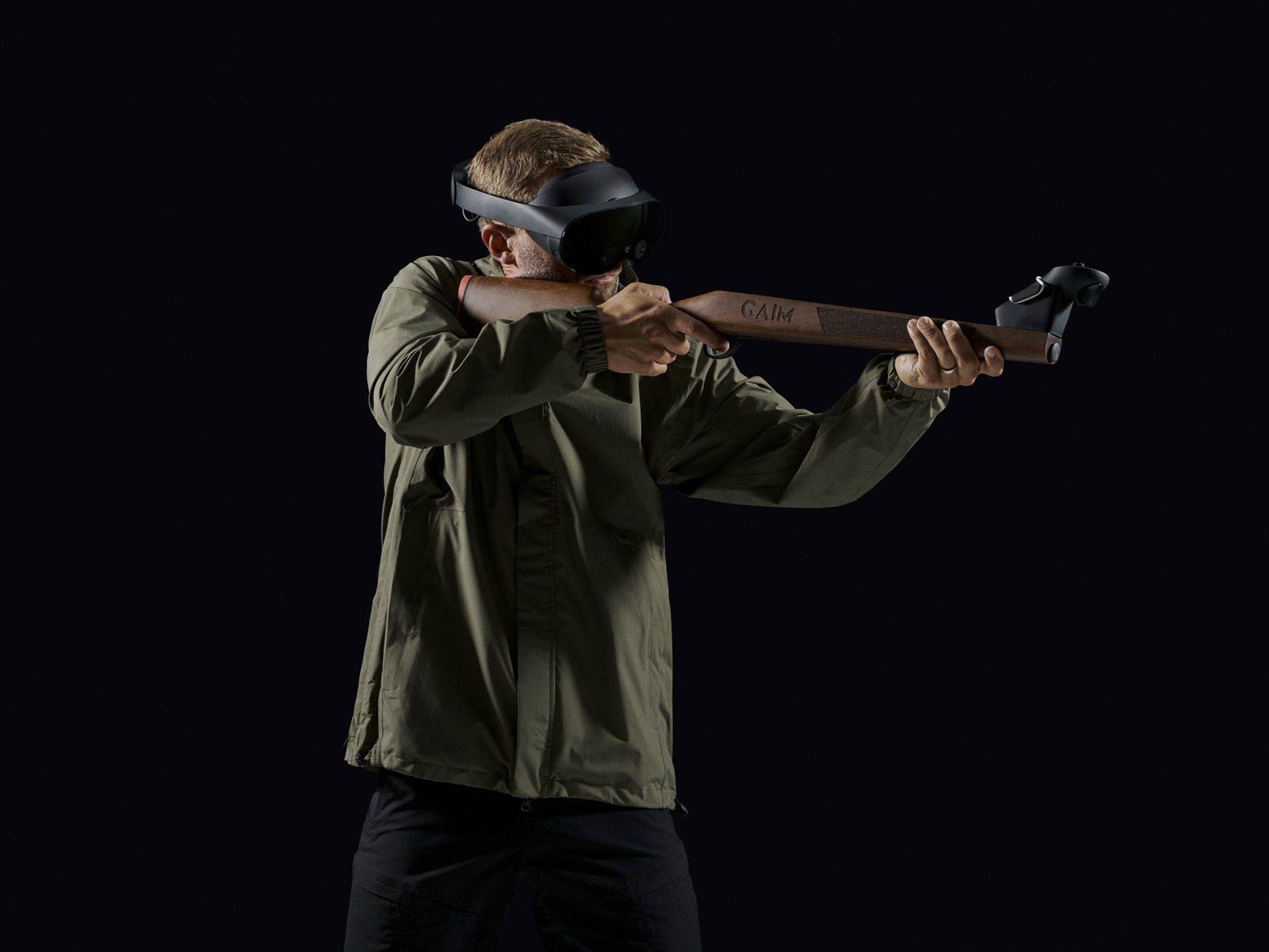 GAIM hunter in use with Meta Quest headset -- train your shooting virtually