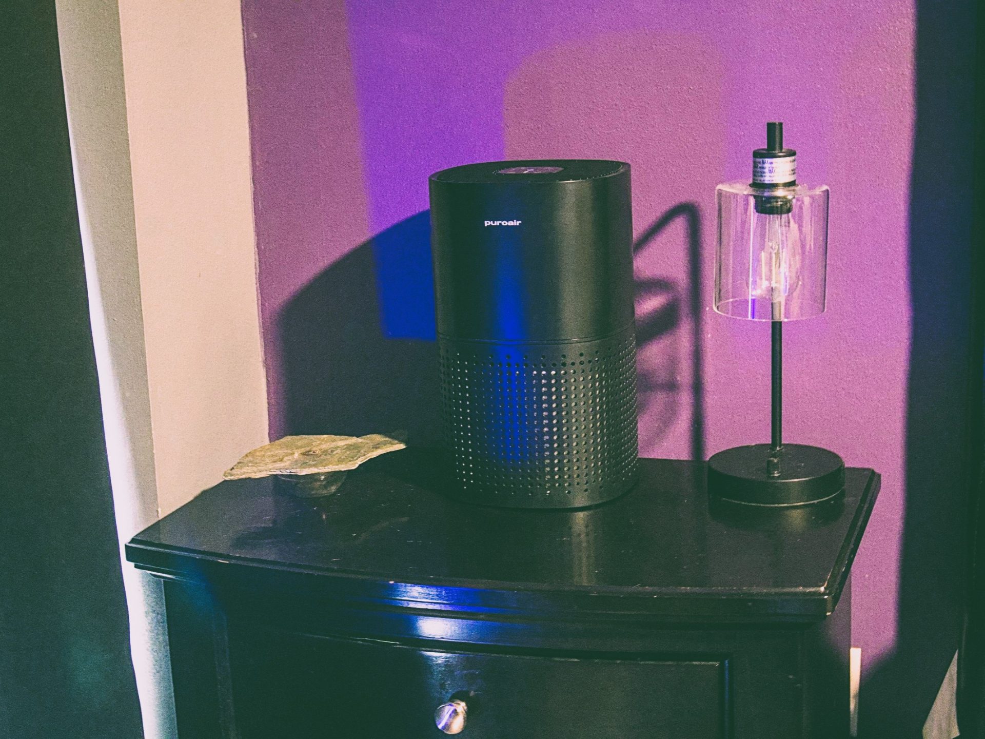 PuroAir 240 HEPA air purifier on nightstand