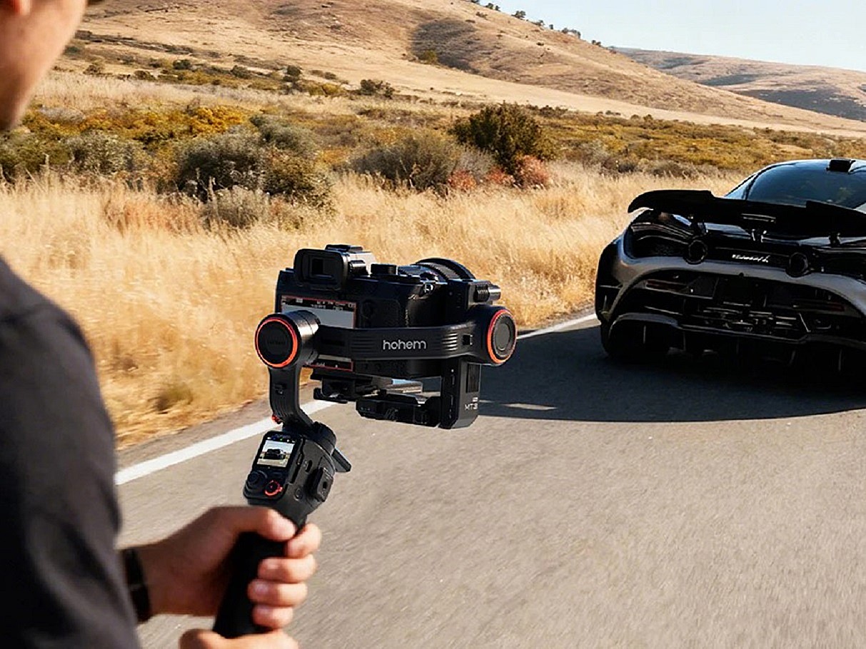 Hohem MT3 Pro pro-grade camera stabilization used to capture a sports vehicle