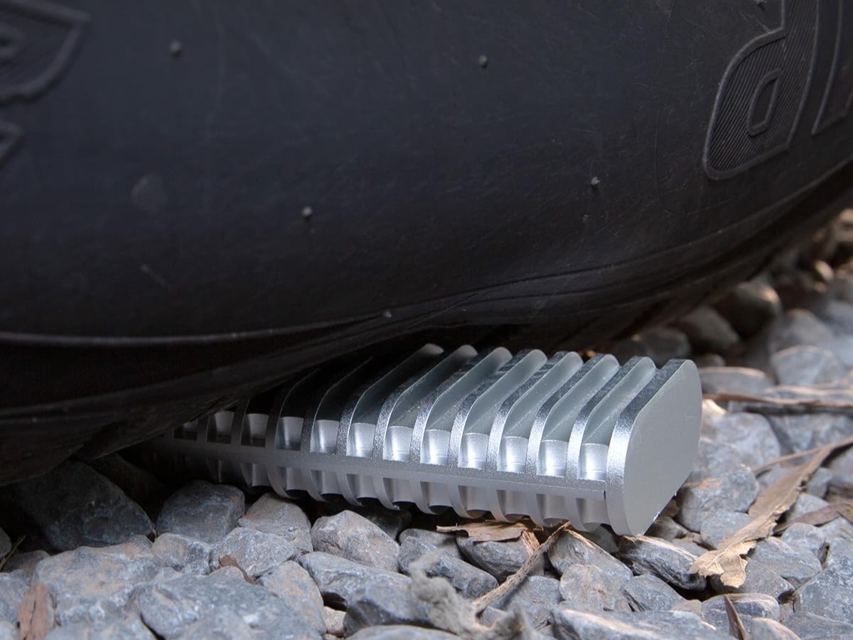 Terramaster D1 M2 enclosure for portable SSD setups run over by a tire