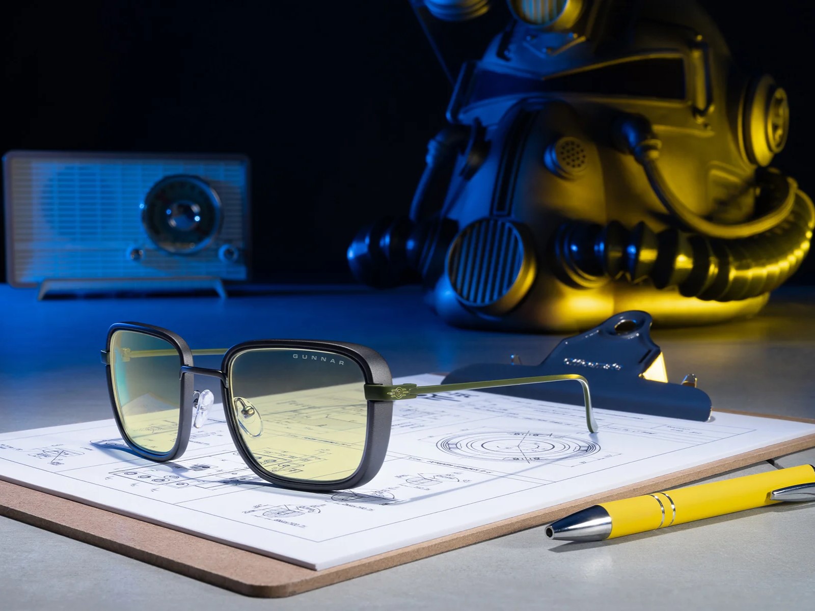 GUNNAR Fallout Vault 33 gaming glasses in a scene from the series